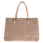 Fendi Zucca Pattern Pink Salmon Gold Canvas Leather Tote — view 2