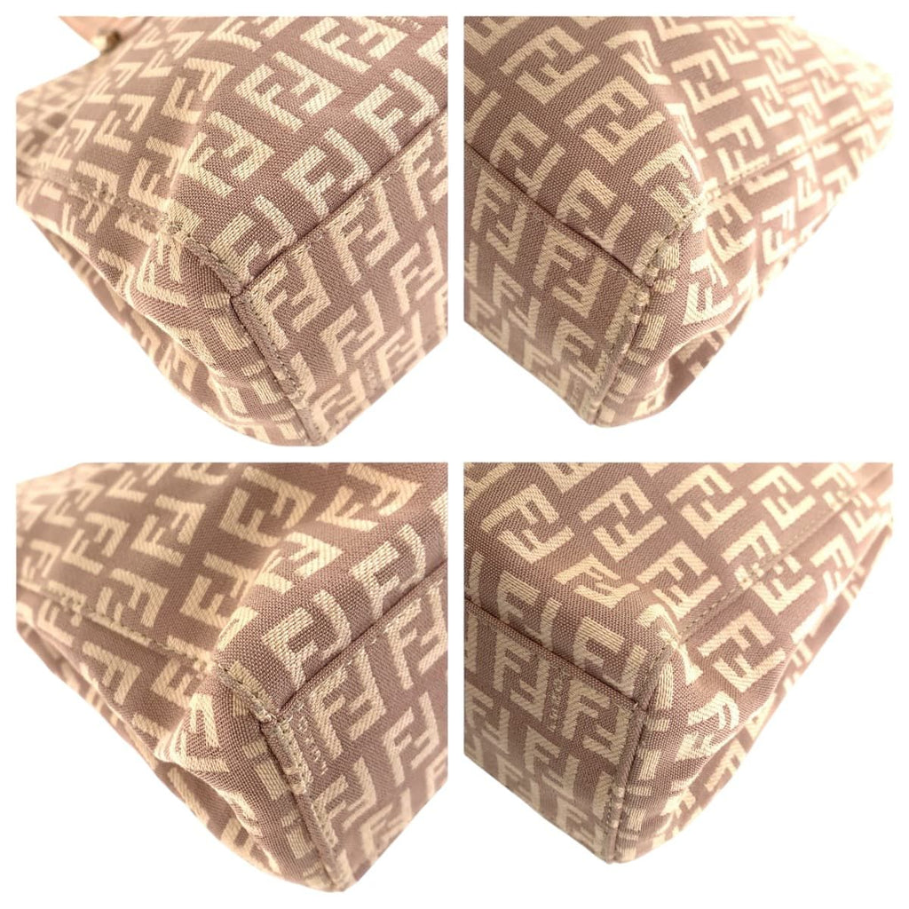 Fendi Zucca Pattern Pink Salmon Gold Canvas Leather Tote — view 3