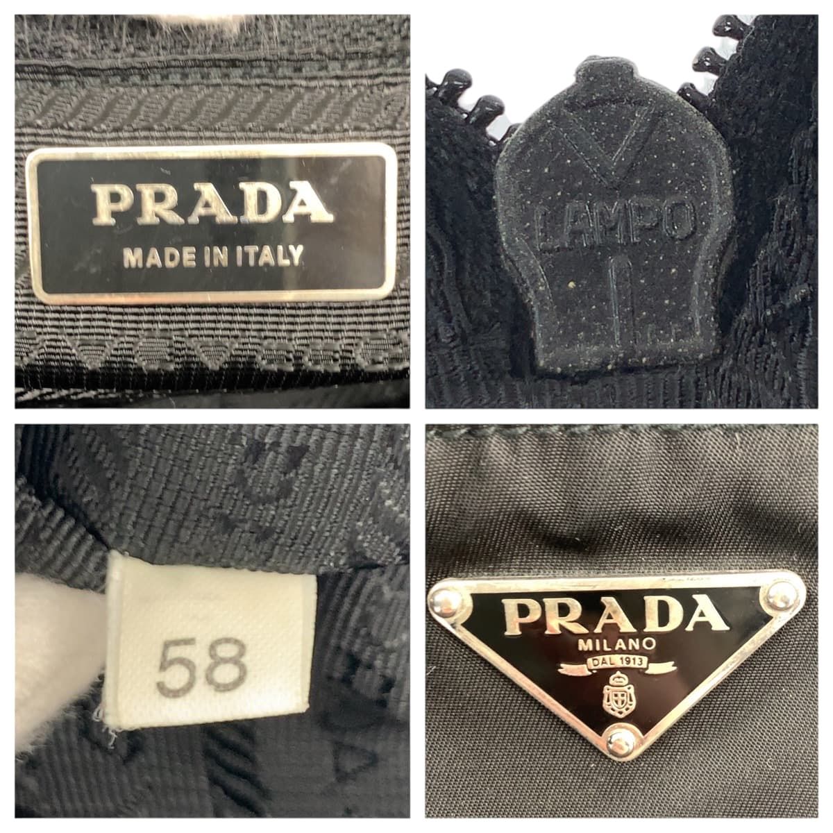Prada Tessuto Black Silver Nylon Shoulder Back — view 4