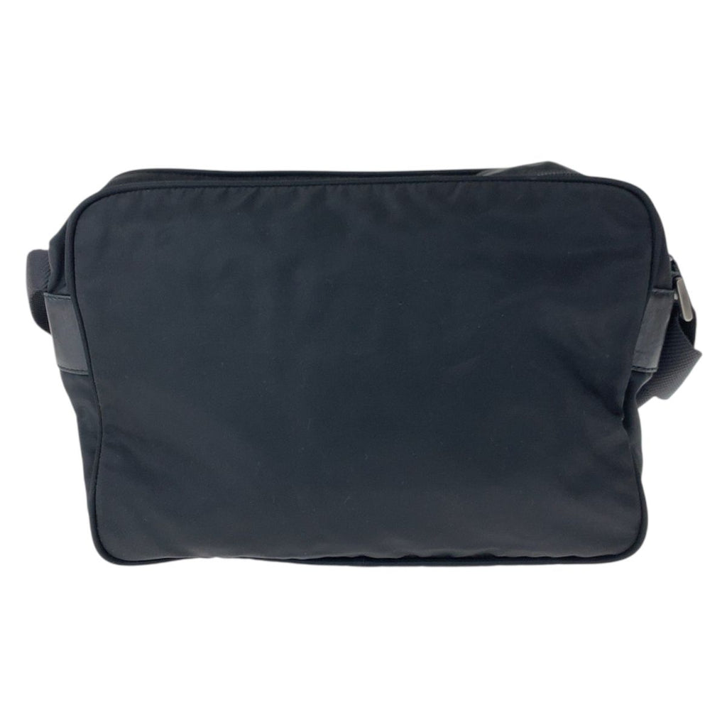 Prada Tessuto Black Silver Nylon Shoulder Back — view 2