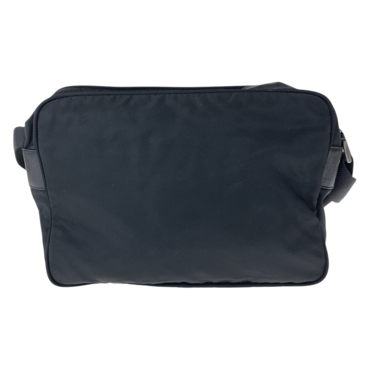 Prada Tessuto Black Silver Nylon Shoulder Back — view 2