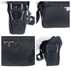 Prada Tessuto Black Silver Nylon Shoulder Back — view 5