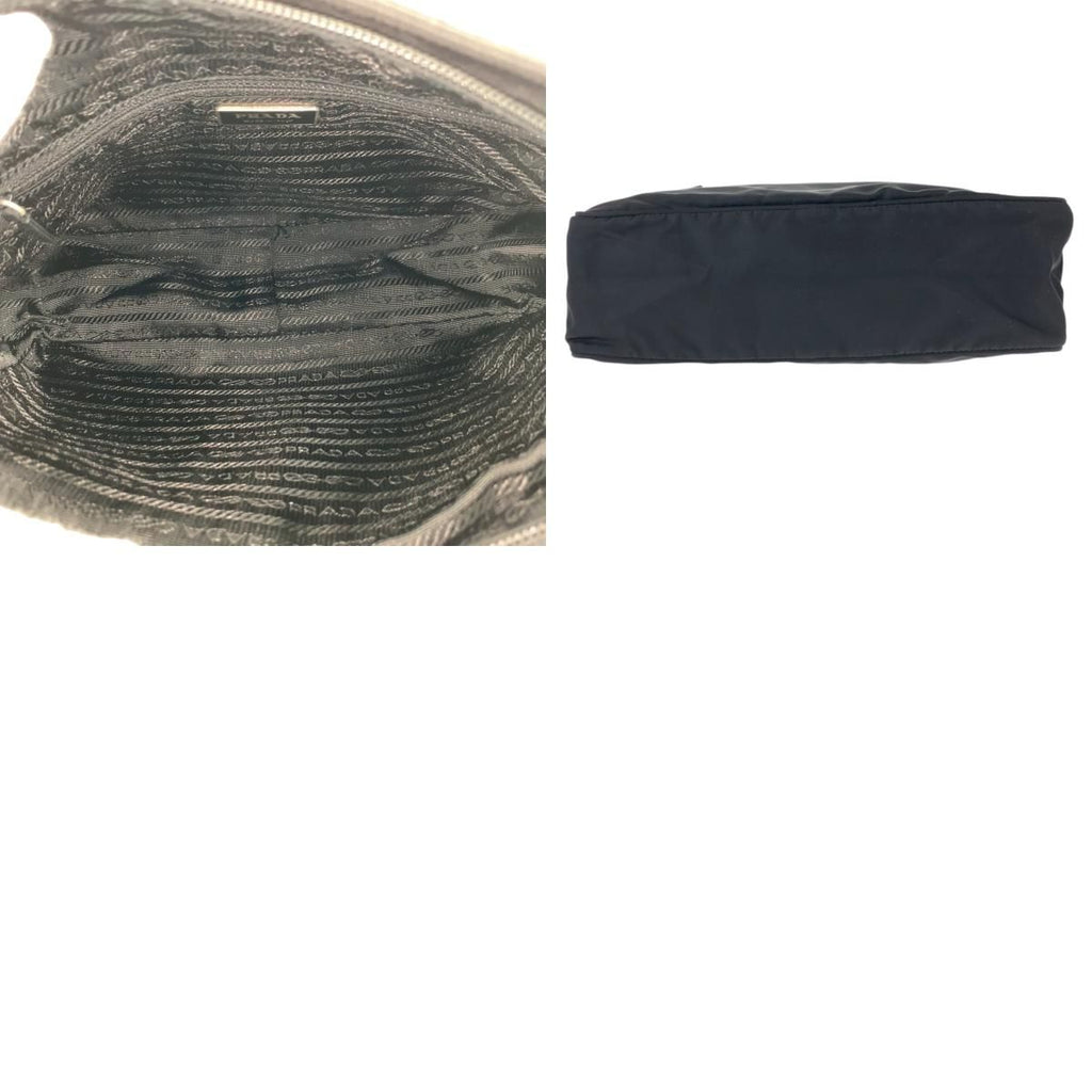 Prada Tessuto Black Silver Nylon Shoulder Back — view 9