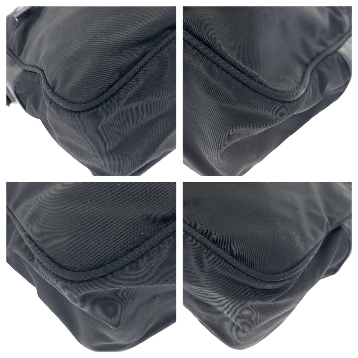 Prada Tessuto Black Silver Nylon Shoulder Back — view 3