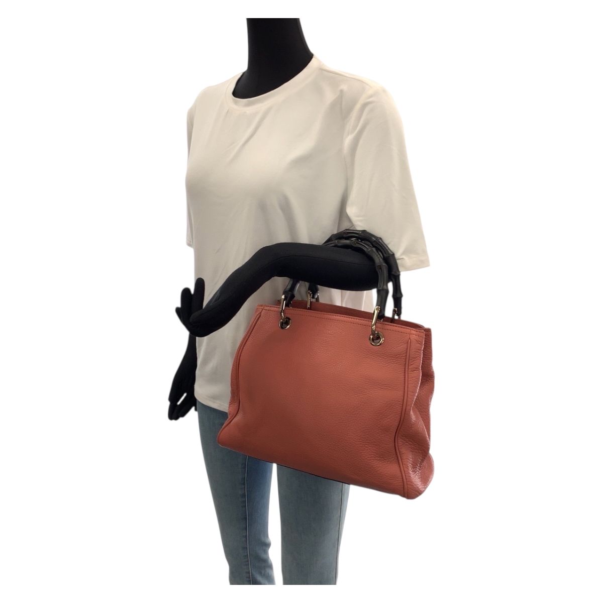 Gucci Bamboo Pink Gold Leather Tote — view 7