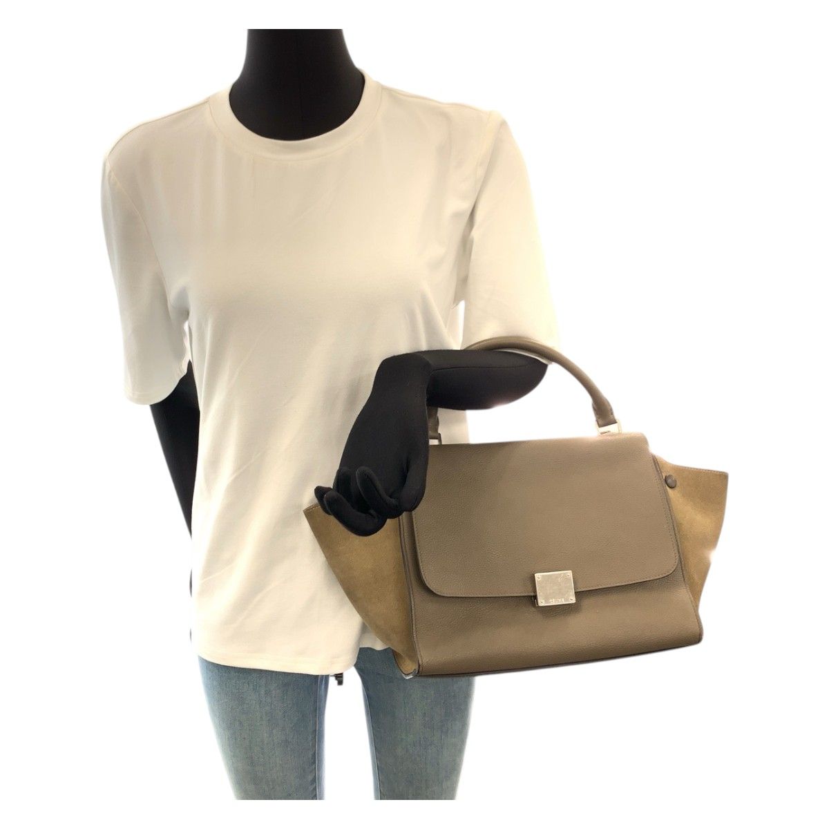 Celine Travelers Grey Silver Leather CU Shoulder Bag — view 7