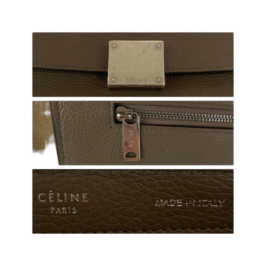 Celine Travelers Grey Silver Leather CU Shoulder Bag — view 5