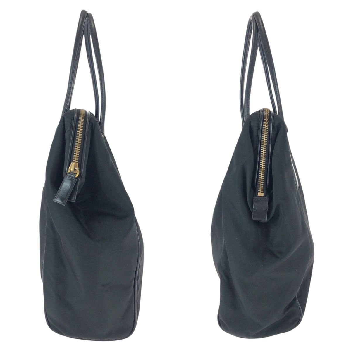 Prada Tessuto Black Gold Nylon Shoulder Bag Tote — view 8