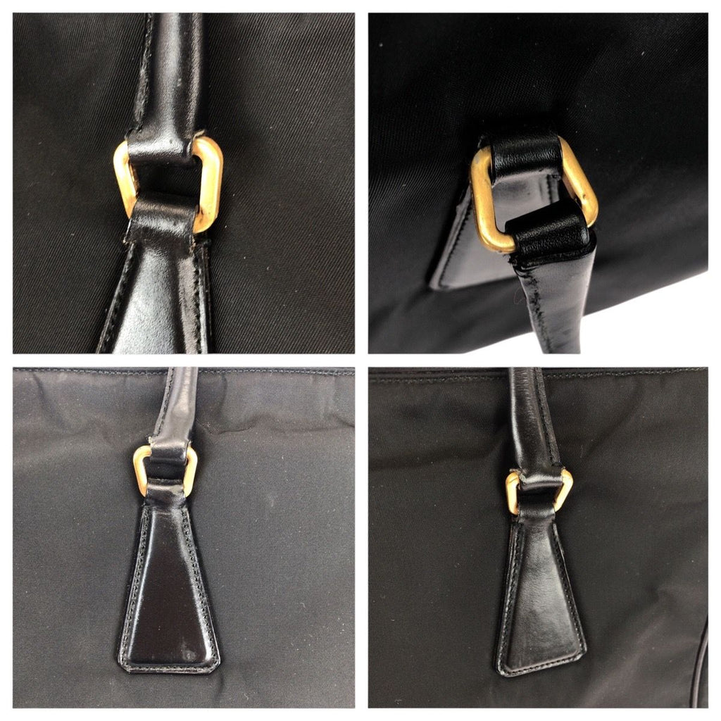 Prada Tessuto Black Gold Nylon Shoulder Bag Tote — view 5
