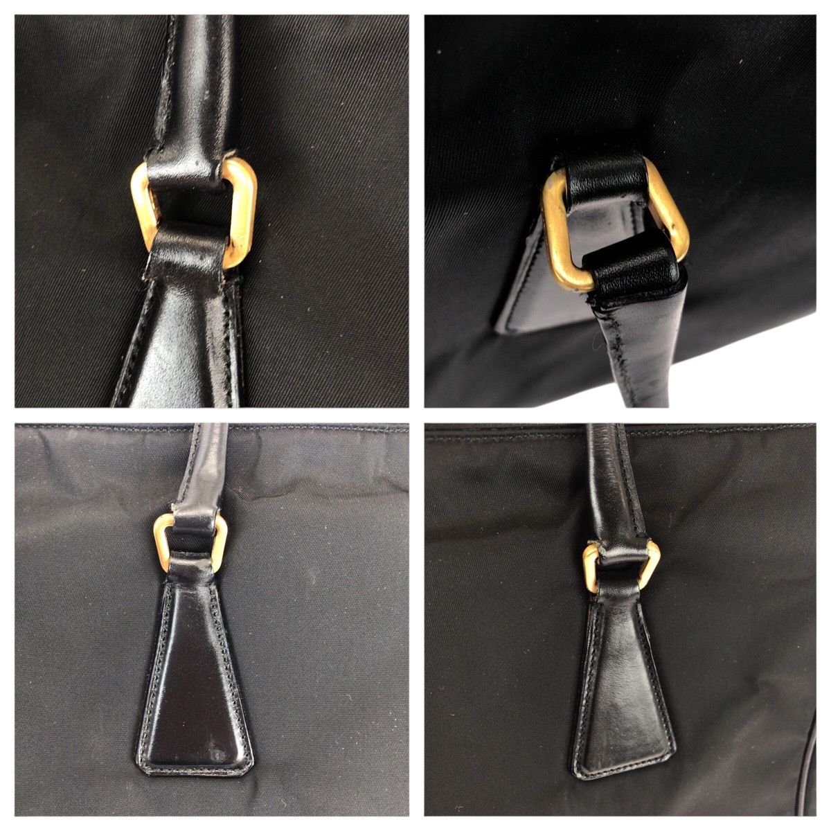 Prada Tessuto Black Gold Nylon Shoulder Bag Tote — view 5