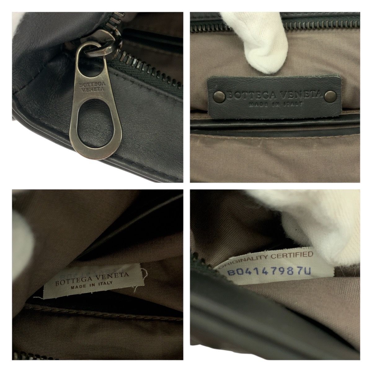 Bottega Veneta Charcoal Gray Leather Shoulder Bag Pochette — view 4