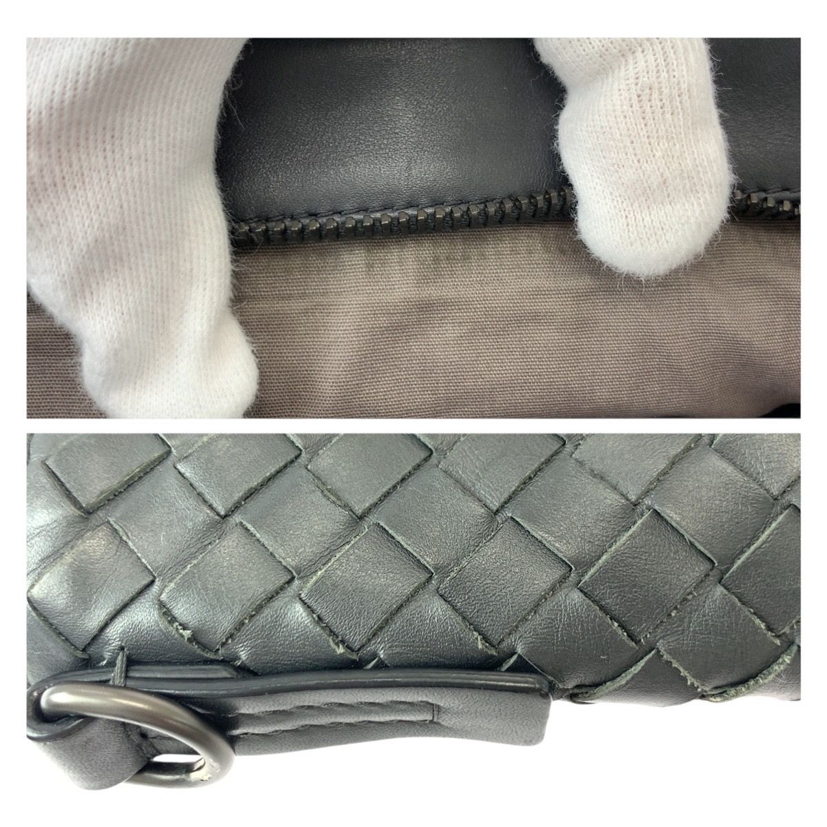Bottega Veneta Charcoal Gray Leather Shoulder Bag Pochette — view 6
