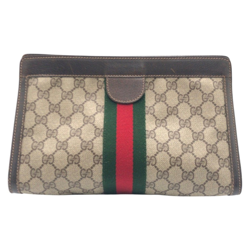 Gucci Vintage Sherry Line Brown Leather 41 014 Clutch — view 2