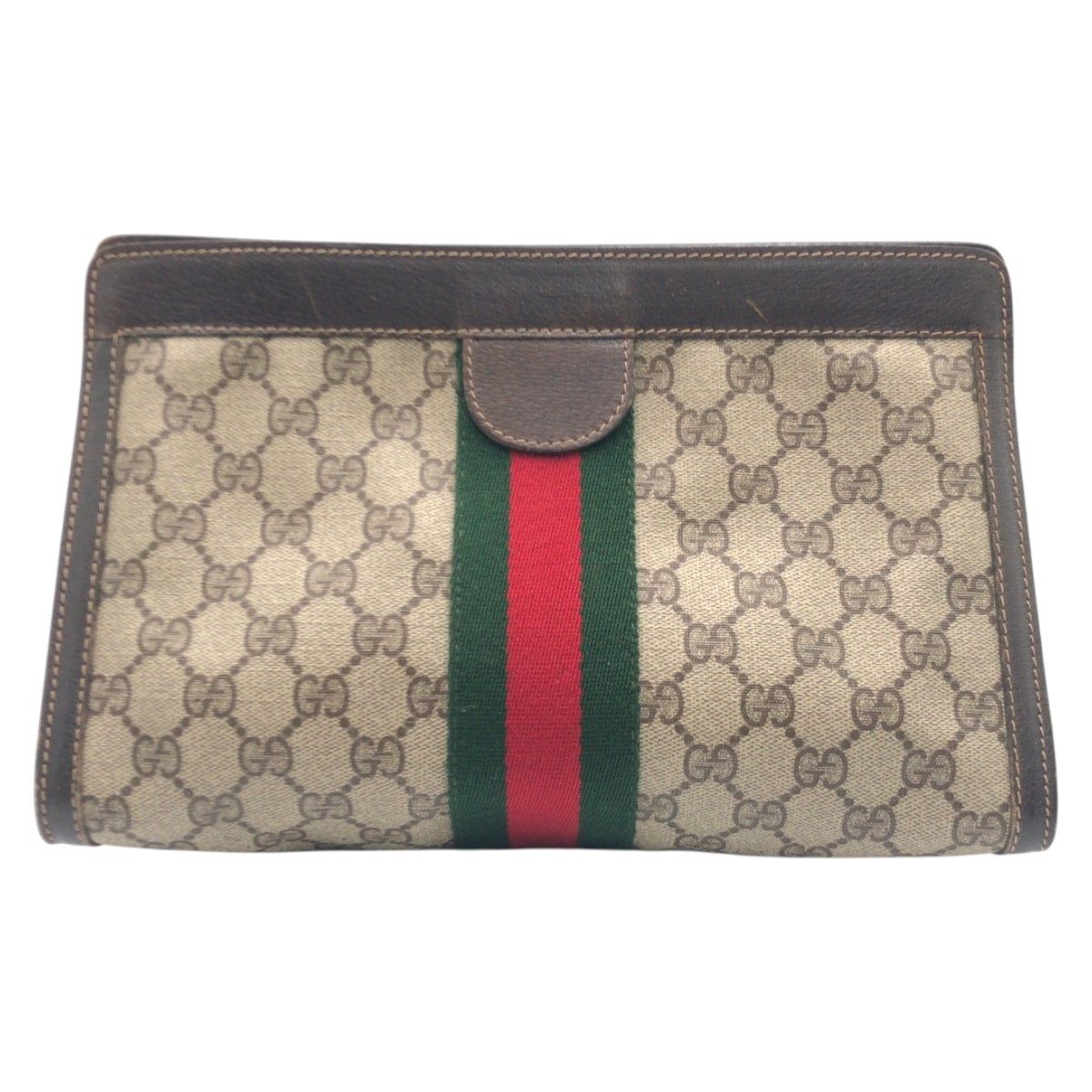 Gucci Vintage Sherry Line Brown Leather 41 014 Clutch — view 2