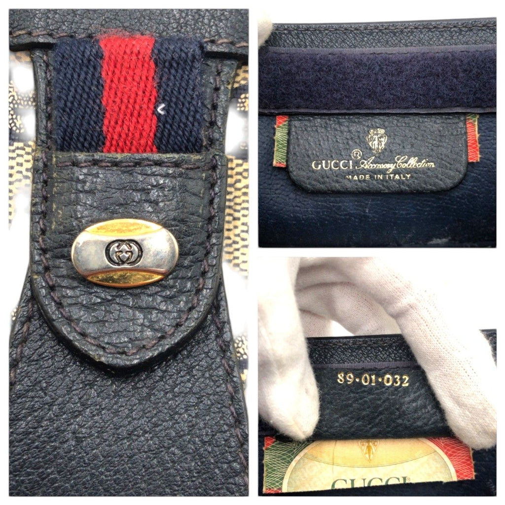 Gucci Shari Line Vintage Navy Beige 89.01 Clutch — view 4