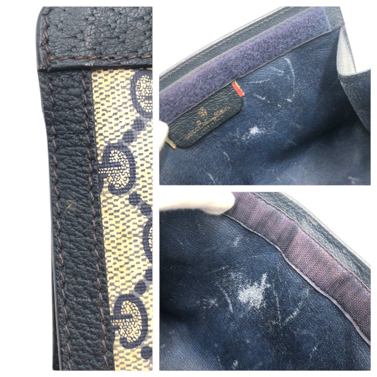 Gucci Shari Line Vintage Navy Beige 89.01 Clutch — view 5