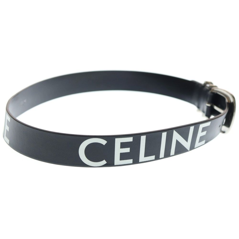 Celine Logo Print Leather Western Belt Black — view 3