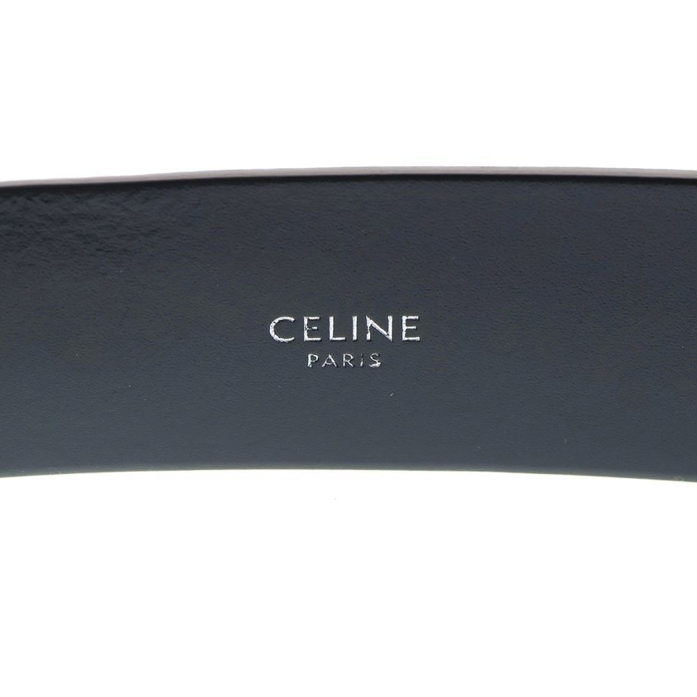 Celine Logo Print Leather Western Belt Black — view 5