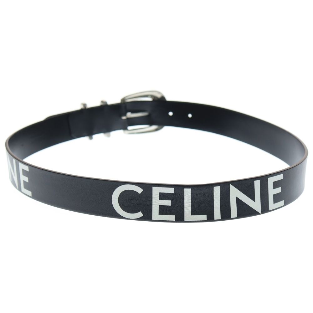 Celine Logo Print Leather Western Belt Black — view 2