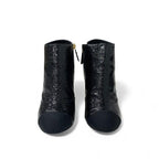 Chanel Short Boots Shoes Leather Fabric Black Gold CC Logo Pearl — view 2