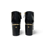 Chanel Short Boots Shoes Leather Fabric Black Gold CC Logo Pearl — view 5