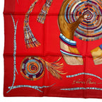Hermes Scarf 100% Silk Carre 90 Magie Des Mains Charm of Handwork Red — view 4
