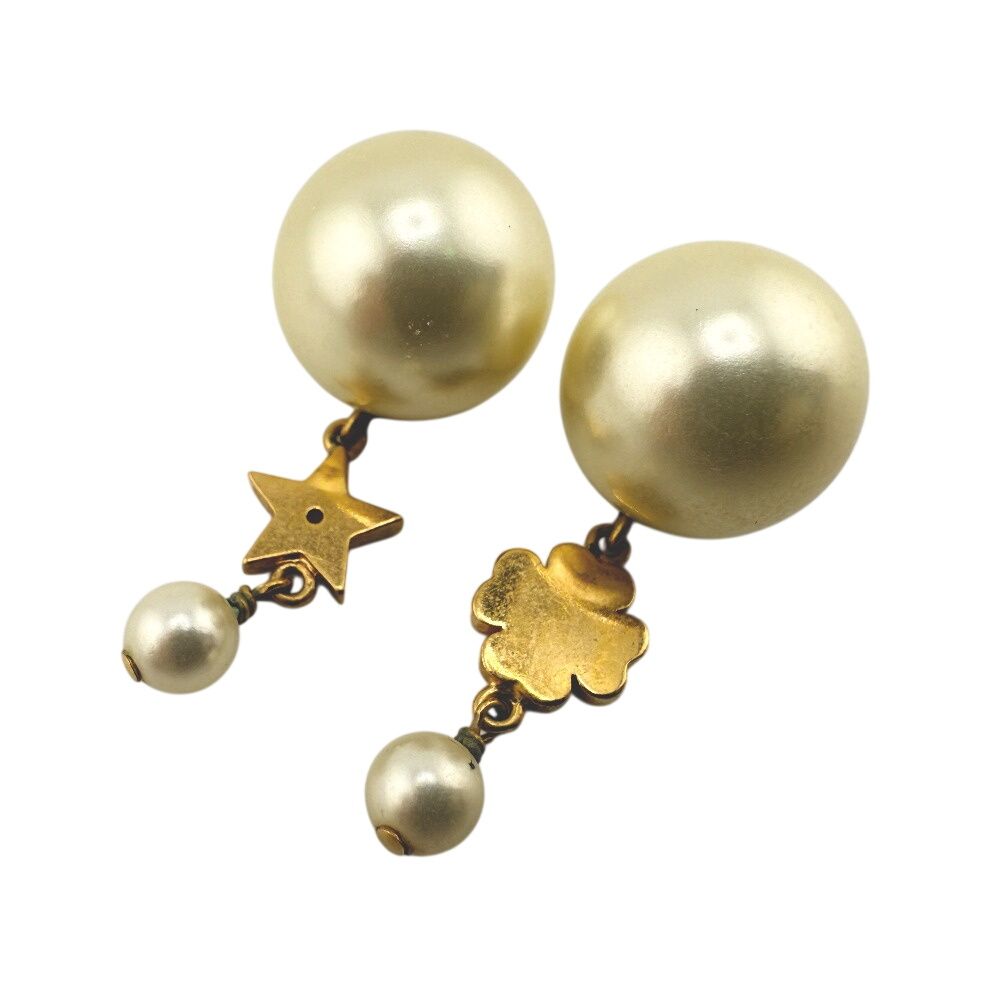 Dior Christian Star Clover Asymmetric Earrings — view 5