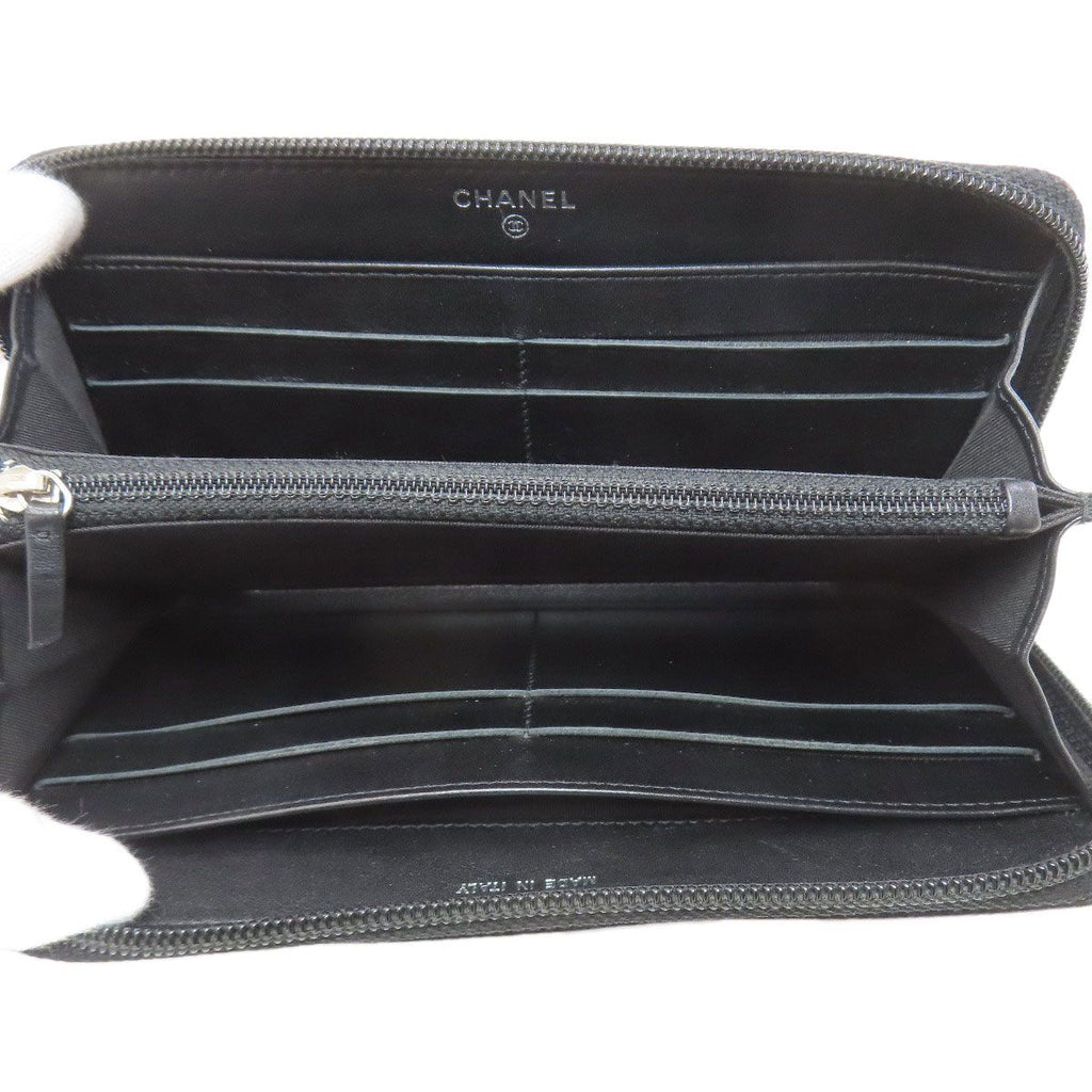 Chanel CC Logo Silver Long Wallet Grained Calfskin — view 4