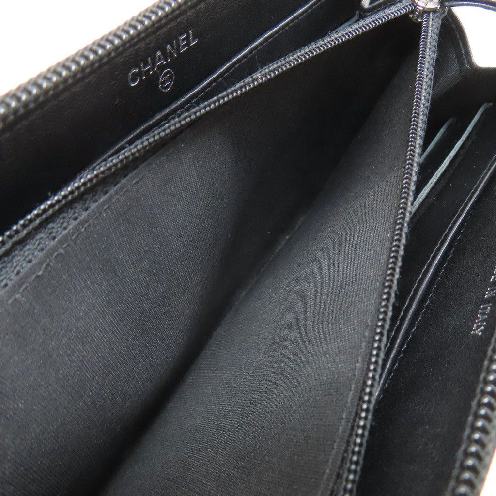 Chanel CC Logo Silver Long Wallet Grained Calfskin — view 5
