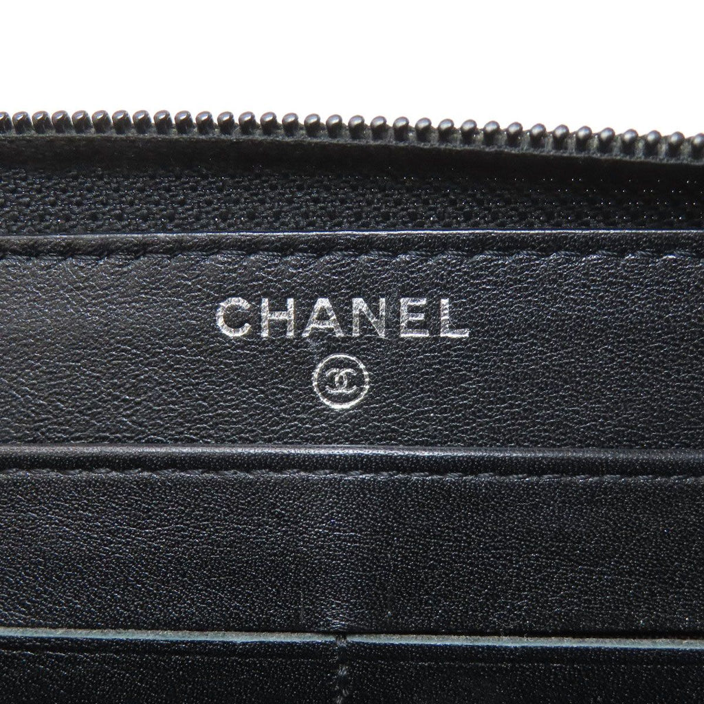 Chanel CC Logo Silver Long Wallet Grained Calfskin — view 6