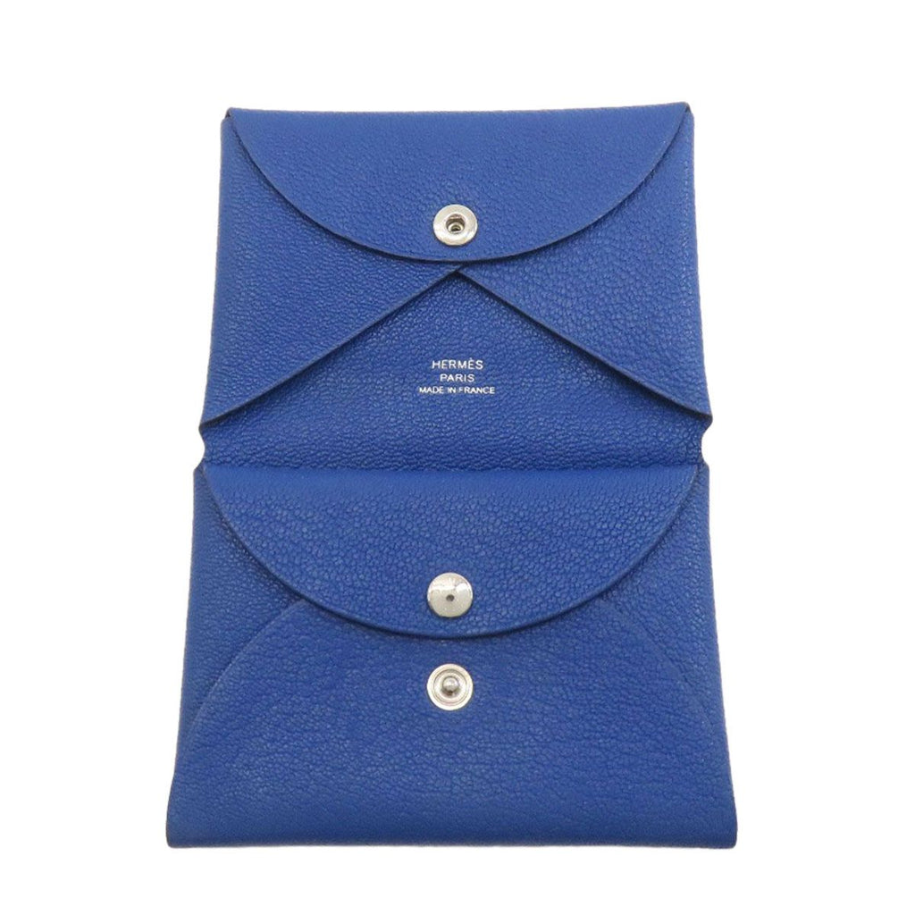 Hermes Calvi Duo Bleu France Silver Card Case Chevre — view 4