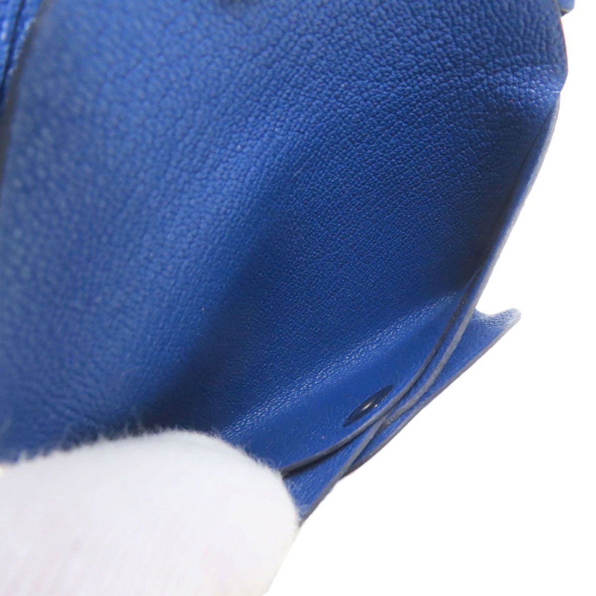 Hermes Calvi Duo Bleu France Silver Card Case Chevre — view 5