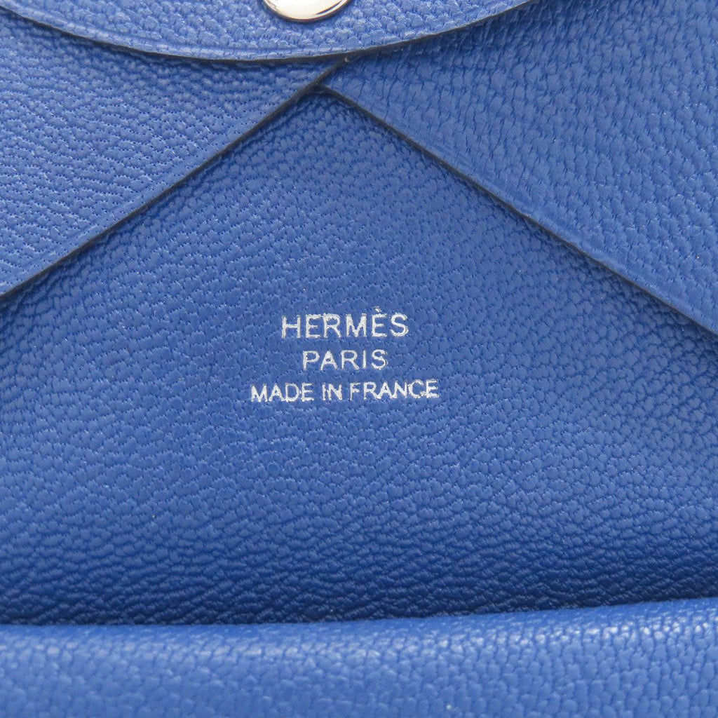 Hermes Calvi Duo Bleu France Silver Card Case Chevre — view 6