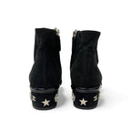 Chanel Short Boots Shoes Suede Patent Black Silver CC Logo Charm Ankle — view 5