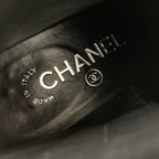 Chanel Short Boots Shoes Suede Patent Black Silver CC Logo Charm Ankle — view 7