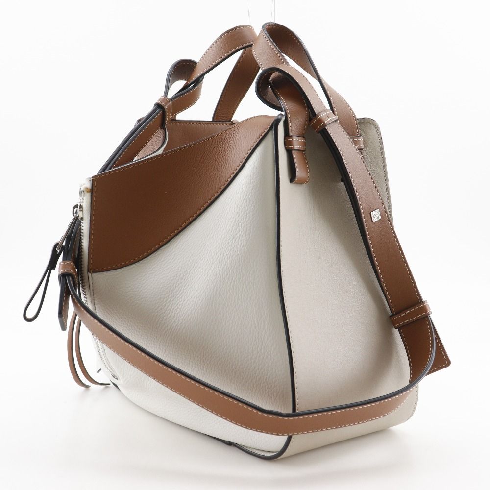 Loewe Hammock Small 2-Way Shoulder Calf Brown White Handbag — view 3