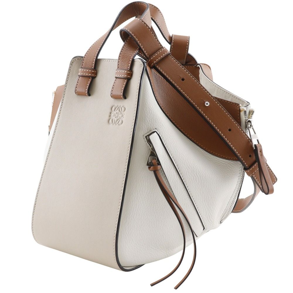 Loewe Hammock Small 2-Way Shoulder Calf Brown White Handbag — view 2