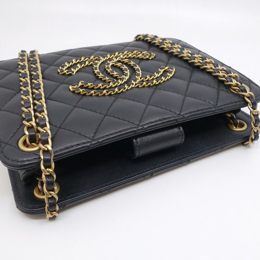 Chanel Chain Shoulder Bag 2-Way Quilted CC Logo Lambskin — view 3