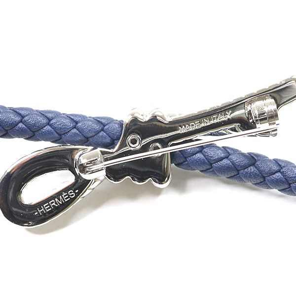 Hermes Brooch Full Vore Swift Linen Blue Navy Flower — view 3