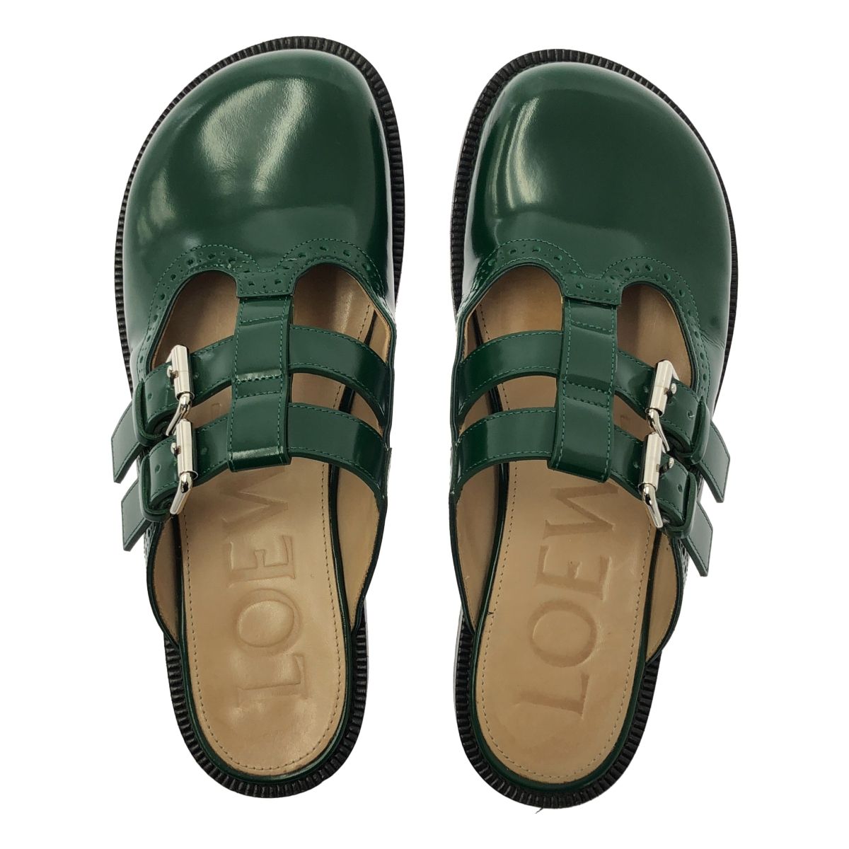 Loewe Campo Mary Jane Mule Sandals 39 Green — view 4