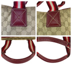 Gucci Sherry Line Brown Beige Red GG Canvas Leather Shoulder Bag Tote — view 6