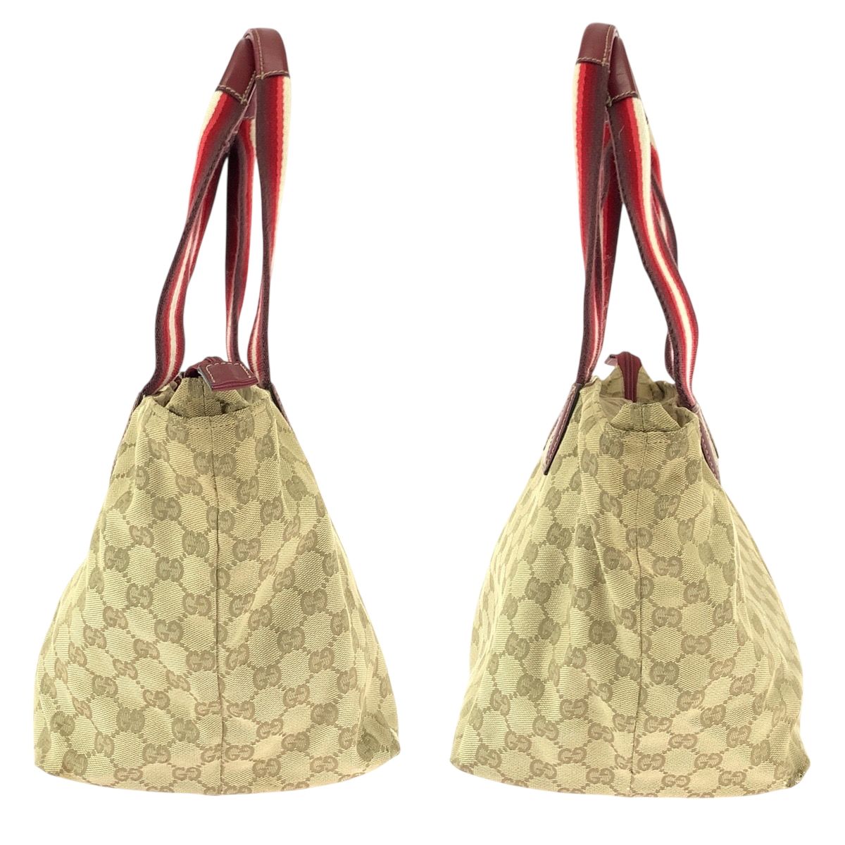 Gucci Sherry Line Brown Beige Red GG Canvas Leather Shoulder Bag Tote — view 8
