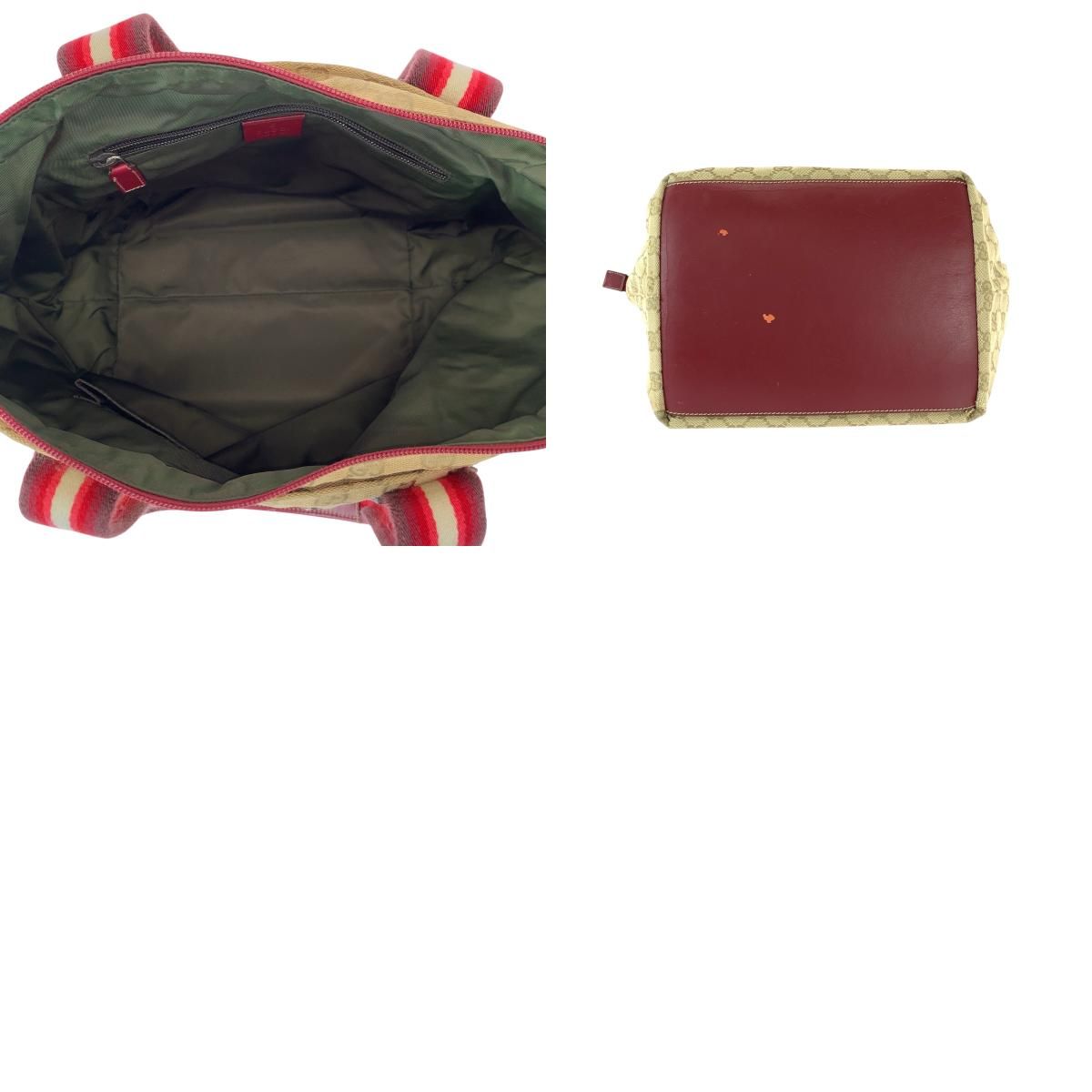 Gucci Sherry Line Brown Beige Red GG Canvas Leather Shoulder Bag Tote — view 9