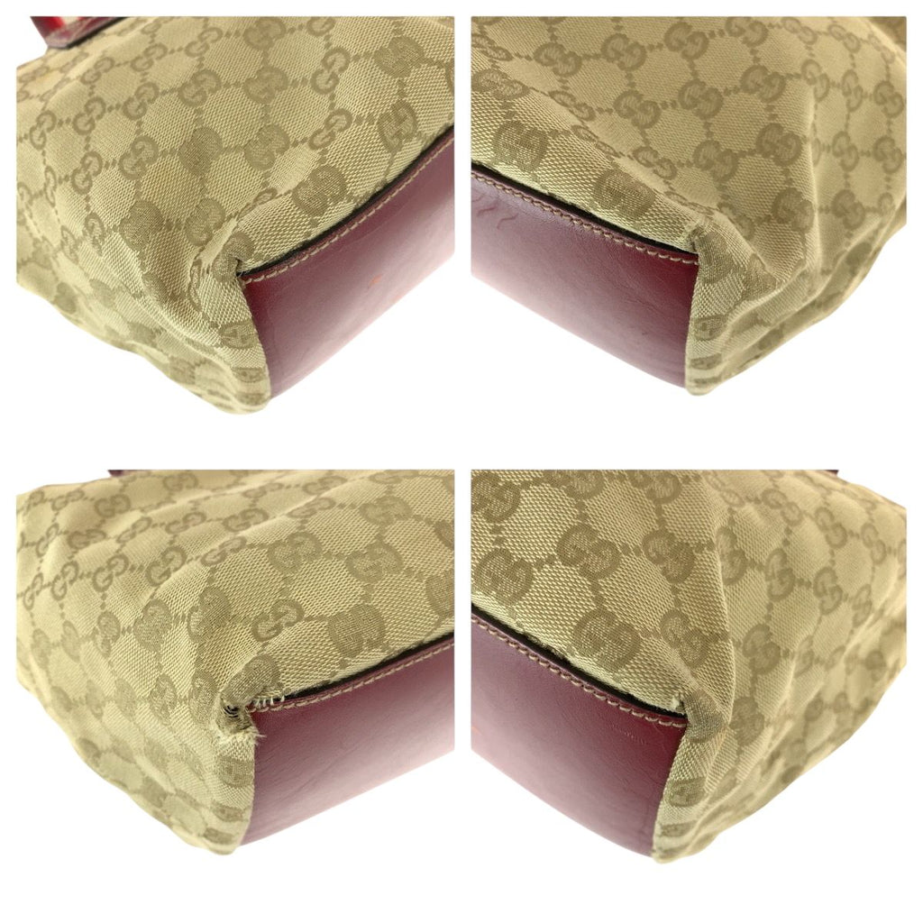 Gucci Sherry Line Brown Beige Red GG Canvas Leather Shoulder Bag Tote — view 3