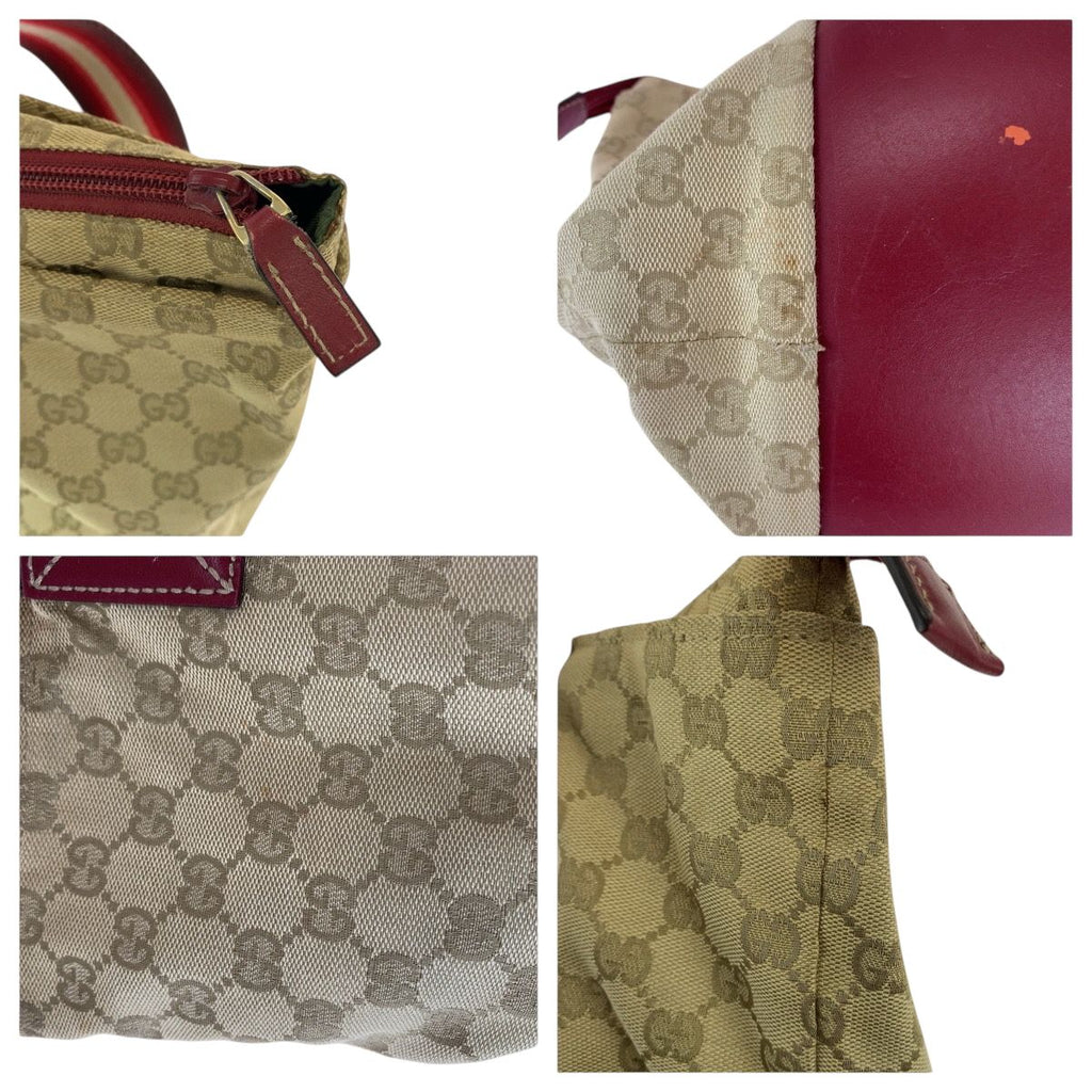 Gucci Sherry Line Brown Beige Red GG Canvas Leather Shoulder Bag Tote — view 5