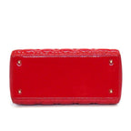 Dior Shoulder Bag Lady Red Patent Leather Gold — view 3