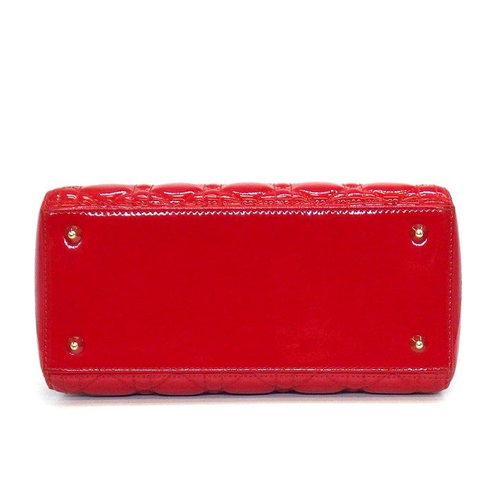 Dior Shoulder Bag Lady Red Patent Leather Gold — view 3