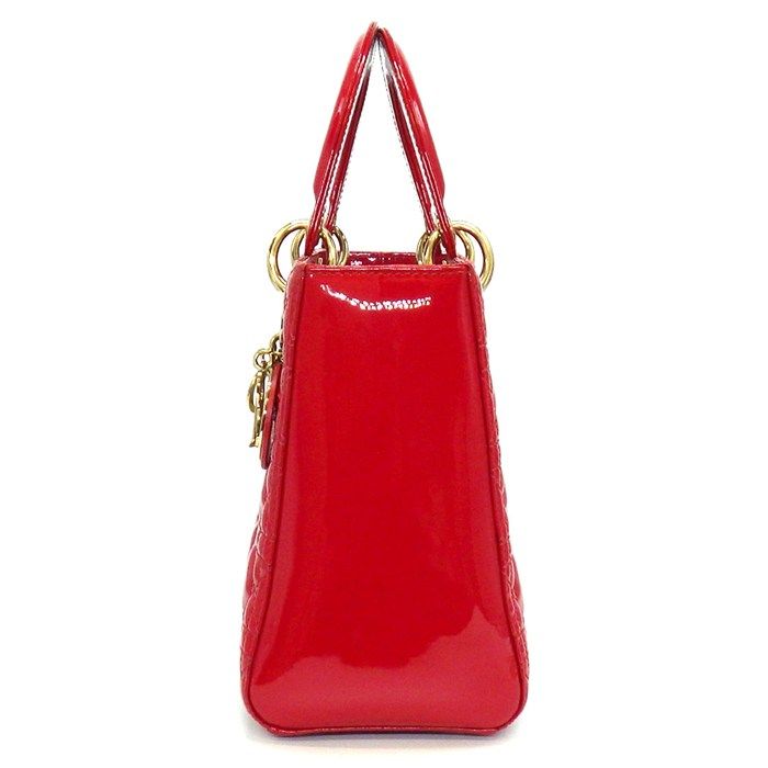 Dior Shoulder Bag Lady Red Patent Leather Gold — view 4