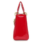 Dior Shoulder Bag Lady Red Patent Leather Gold — view 4