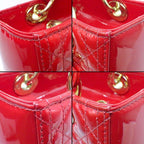 Dior Shoulder Bag Lady Red Patent Leather Gold — view 9